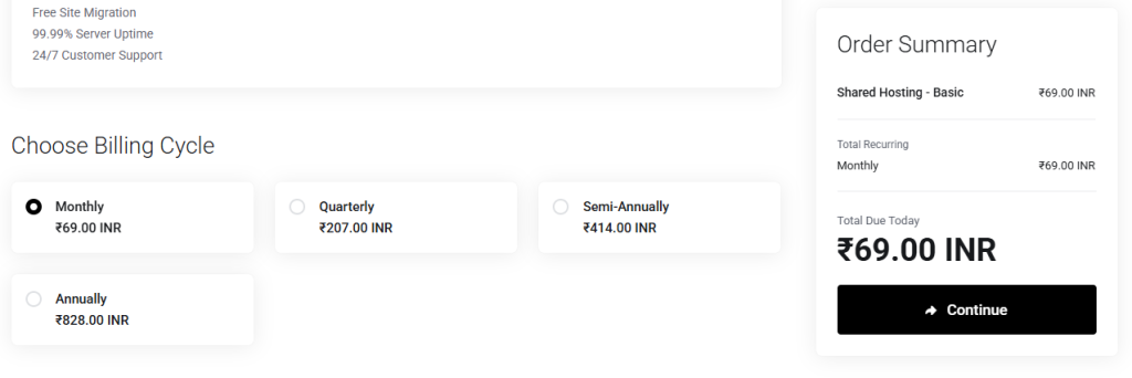 Choose biling circle for hosting